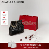CHARLES&KEITH子母链条大容量流浪包托特包单肩斜挎包女包生日礼CK2-40671449 Black黑色 L