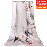 上海故事高档丝巾女100%真丝围巾春秋防晒保暖节日送妈妈女性礼物披肩 粉妆兰容 灰色