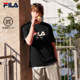 FILA 斐乐官方男女同款针织T恤夏季纯棉宽松休闲情侣短袖t恤