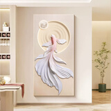 好久不见福运锦鲤入户玄关装饰画砂岩现代简约走廊过道挂画正对门壁画