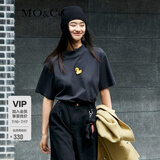 MO&Co.冬季卡通刺绣小黄鸭高领T恤 摩安珂萌宠部落moco 古堡灰色 L