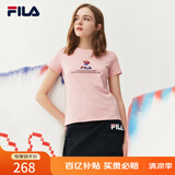 FILA 斐乐女装官方女士短袖T恤夏季休闲运动内搭t恤运动上衣 麦町粉-F51W328152FPK 2XL （180/96A/XXL）