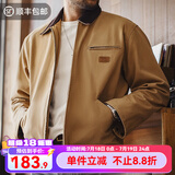 马登工装星际穿越底特律猎装夹克男春季J001美式帆布巴恩风翻领外套 卡其色 M