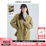 VEGA CHANG羊毛呢子大衣女冬2024新款旷野美拉德小个子英伦风毛呢西装大衣 奶姜棕 S
