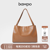 半坡饰族（bampo）【李梦同款】女包包新款福瑞方方包头层牛皮大容量轻奢单肩斜挎包 枇杷棕【大包大容量升级】