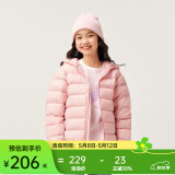 asics【安心羽绒】亚瑟士童装男女中大儿童舒适保暖连帽轻薄羽绒服外套 0620粉色 清洁度1000-白鸭绒 160 cm 充绒量98.5g