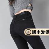 幻黛牛仔裤女紧身弹力秋冬款高腰小脚裤春秋女装新款裤装加绒铅笔裤子 黑色（86118不加绒） 28