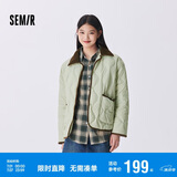 森马（Semir）羽绒服女中长款轻薄拼接灯芯绒翻领2024冬季三防外套109724113004