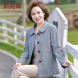 俞兆林妈妈装秋冬季外套短款洋气中年妇女毛呢子上衣新款衣服中老年女装 灰色 2XL (建议105-120斤)