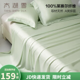 太湖雪枕套一对装A类100%兰精天丝面料莱赛尔抗菌床单隔脏被单 春竹绿床单【245x250cm】 A类抗菌100%天丝面料 48cm*74cm