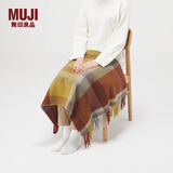 无印良品（MUJI） 羊毛编织 能护膝的大号披肩 围巾围脖冬季保暖 砖红色格纹 60×180cm
