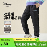 迪士尼（DISNEY）童装男女童羽绒长裤梭织耐磨白鸭绒蓬松裤子23冬DB341ME16黑140
