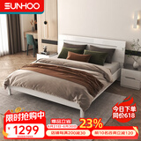 双虎现代简约双人床1.5x2米板式高箱储物床小户型主卧大床16H1 【钢架铺板】单床 1800mm*2000mm