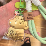 黄金拉布布潮牌手机挂绳0.02克999钥匙扣包包挂件送女友闺蜜礼物 蜡笔小新钥匙扣礼盒黄金0.02克