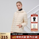 坦博尔轻薄羽绒服女宽松可脱卸帽女士轻薄羽绒外套TD216236 焦香米 160 