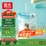 富光玻璃杯家用儿童牛奶杯子带刻度吸管水杯男女宝宝冲泡奶粉杯带把手