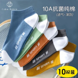 棉十三袜子男【100%纯棉抗菌防臭】短袜春秋夏季透气ins潮纯色低帮船袜