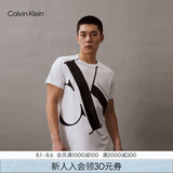 Calvin Klein Jeans夏季男女情侣中性ck纯棉醒目大字母印花圆领短袖T恤J318471 YAF-白色 M （推荐135-150斤）