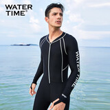 WATERTIME/水川 潜水服男士浮潜服连体冲浪浮潜衣长袖泳衣 黑色 S