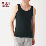 无印良品（MUJI）男式 无缝罗纹编织背心 2件装 内衣家居服 FA01CC3S 黑色 M