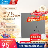 美的（Midea）开关插座面板全屋套餐86型墙面暗装家用一开5五孔电源插座超薄T1 【新国标】错位五孔*10 插座