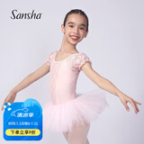 三沙（Sansha）儿童短袖芭蕾舞蹈服TUTU裙网纱练功裙泡泡袖演出服68AG0010粉XL
