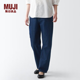 无印良品（MUJI）女式 牛仔 直筒裤 纯棉休闲长裤子女款 全棉秋季丹宁回潮 蓝色 24inch（160/60A）
