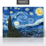 yihuiarts梵高星空油画手绘装饰画客厅高级感名画临摹挂画印象派风景壁画 星月夜 竖高60*横长80cm 无框画-可直接悬挂 单幅-横版