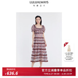 LULUALWAYS我爱露露24夏季新款氛围感欧根纱印花蛋糕裙长款连衣裙 粉色 M