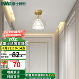 雷士（NVC）玄关灯餐吊灯 轻奢美式吊灯水晶时尚卧室过道走廊衣帽间门厅入户 【胧月金】北欧玄关灯-赠E27光源
