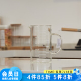 NITORI宜得利家居 大容量烘焙工具带刻度玻璃杯耐热玻璃量杯带把手 透明