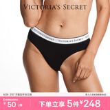 维多利亚的秘密（Victoria's Secret） 夏季棉质舒适内裤logo腰带低腰女三角裤简约红色 54A2黑色-6819 1条 S