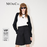 MO&Co.MC刺绣棉质宽松T恤美式复古打底衫情侣装t恤纯棉T恤摩安珂 本白色-第2批 XS 155