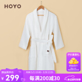 HOYO日本 浴袍五星级酒店浴袍情侣装纯棉柔软吸水浴衣汗蒸服男女通用 本白 M码 适合身高170-175CM