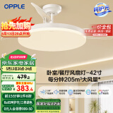 欧普（OPPLE）风扇灯吊扇灯遥控LED照明Ra95北欧餐厅卧室吊灯变频低噪 冰风白