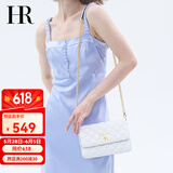 HR赫莲娜女包单肩斜跨包小香风菱格链条包头层牛皮母亲节520礼物 白色【时尚款】