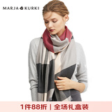 玛丽亚·古琦（MARJA KURKI）羊毛围巾女冬季 礼盒装保暖披肩围巾两用 千鸟格围脖女礼物 米/酒红/灰