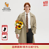 William fox&sons新复古回潮设计师款/立体剪裁风衣男腰带装饰层次感休闲长款外套 卡其色（御寒10℃） XL /52