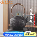 束氏生铁壶日本工艺煮茶壶手工铸铁壶套装茶具-百花齐放