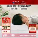 富安娜乳胶枕 泰国进口抗菌儿童乳胶护颈枕 天然乳胶枕芯 一只装44*27cm