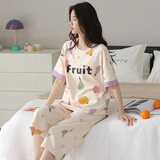 帕美琪睡衣女夏季纯棉短袖圆领甜美宽松家居服青年简约七分裤套装可外穿 7272 L (160) 105-120斤