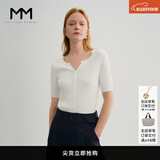 麦檬万件爆款MM口碑原创桑蚕丝凉感针织上衣短袖春夏淡人穿搭 水滴领-短袖-白色5F4931892-1 L （115-130斤）
