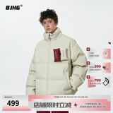 BJHG王栎鑫同款不计后果贴贴羽绒服冬季男生潮牌美式外套宽松防寒服女 奶昔白 L （150-170斤）