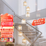 米光惠佳别墅旋转楼梯间长吊灯水晶灯loft公寓中空客厅灯小复式楼现代简约 金色10头直径40cm高2米三色变光