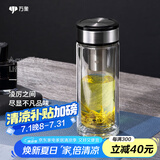 万象（WANXIANG）双层玻璃杯大容量高颜值简约商务泡茶杯带盖高硼硅玻璃杯车载便携 V49RL-钛黑亮 480ml