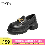 他她（TATA）高跟乐福鞋女厚底小皮鞋英伦风单鞋春GOK02AA4 黑色 40