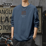 JEEP SPIRIT吉普重磅长袖t恤男秋季纯棉透气男款打底衫美式复古休闲亲肤上衣