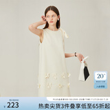 范思蓝恩花梨裙 无袖设计感气质A字连衣裙夏装新款韩版系带蝴蝶结 杏色 XL