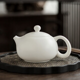 金镶玉白瓷茶壶 中国白羊脂玉瓷素烧带茶滤石瓢壶功夫茶具喝茶泡茶壶 羊脂玉瓷素烧西施壶200ml
