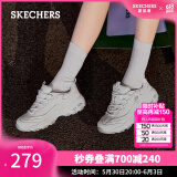 斯凯奇（Skechers）女鞋春季小白鞋蕾丝休闲运动熊猫鞋黑色增高厚底老爹鞋11959 白色/WHT 38
